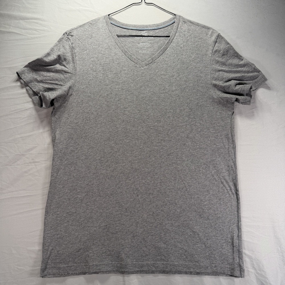 Mack Weldon Shirt Mens XL Light Gray Short Sleeve V Neck Cotton Stretch Base